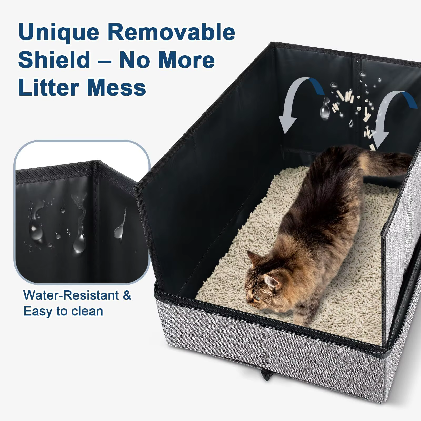 Sac à litière pour chat en tissu amélioré, bac à litière de voyage pour chat, imperméable et anti-fuite, pliable, anti-éclaboussures, sac de transport pour chat