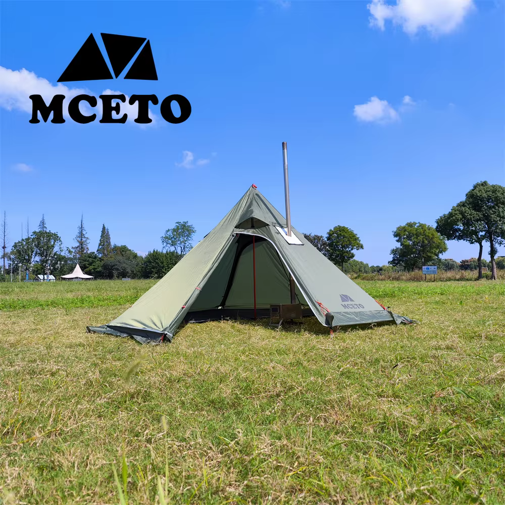 Tente Tipi Légère avec Tuyaux de Cannelure Ignifuge