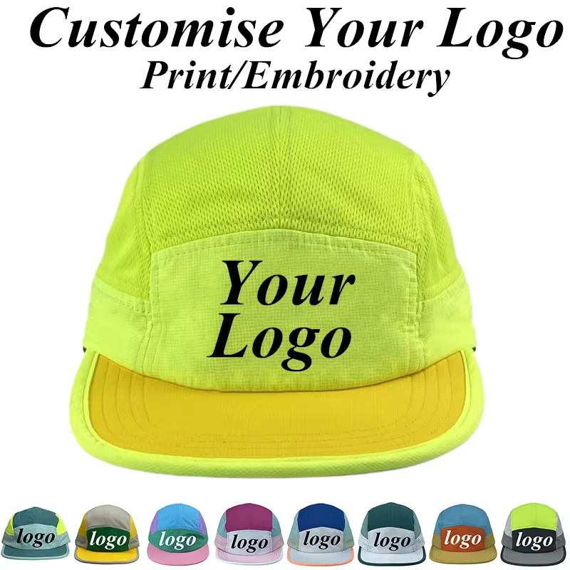 Casquettes de Baseball fluorescentes avec Logo personnalisé pour hommes et femmes, à bord plat à séchage rapide, à 5 panneaux, réglables, Hip Hop, Skateboard