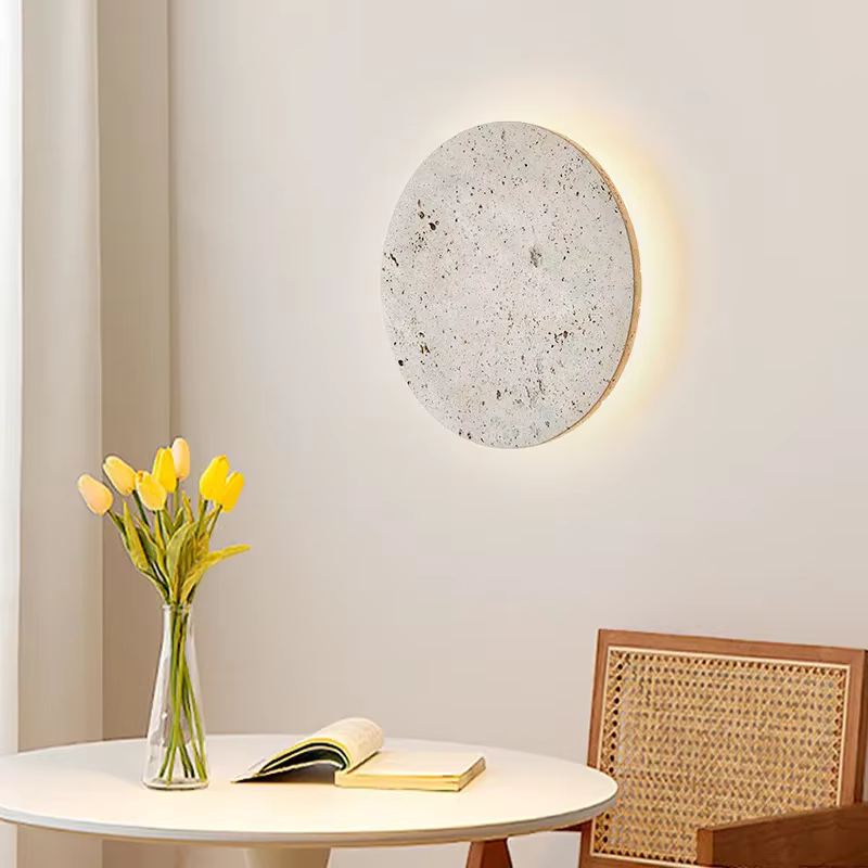 Applique Murale Ronde en Pierre Naturelle de 28/30cm