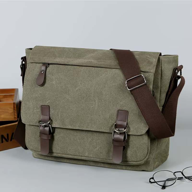 Sac messager en toile rétro pour hommes, grand sac à bandoulière, sac à bandoulière décontracté pour accrocher les déplacements quotidiens, sac d'école, sacs d'université