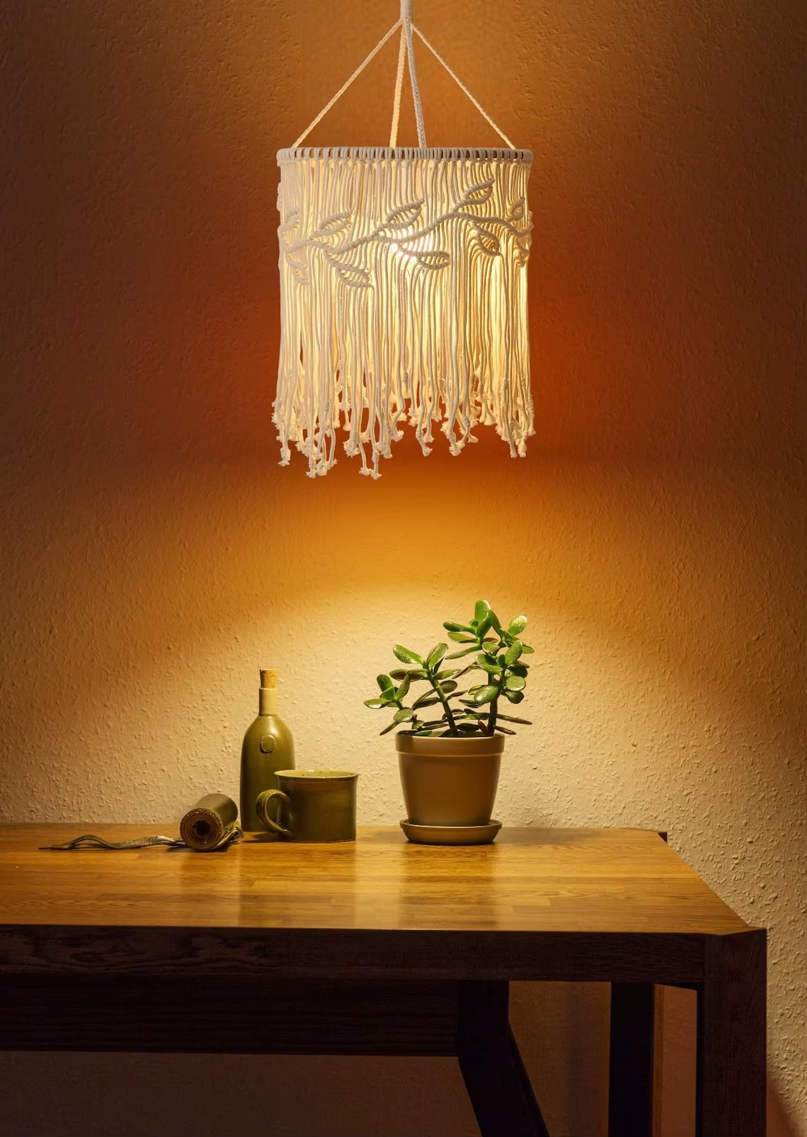 Abat-jour en macramé fait à la main