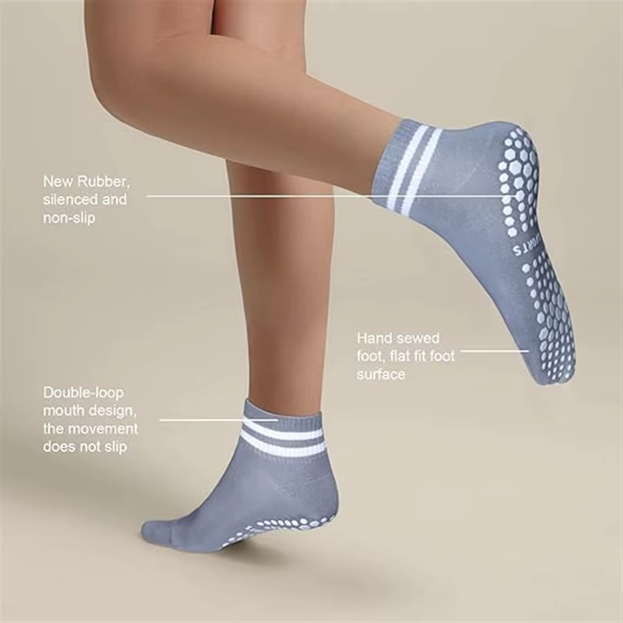 Chaussettes coordonnantes pour femmes, chaussettes de yoga, pilates, à double bande, pour l'entraînement, le ballet, l'athlétisme