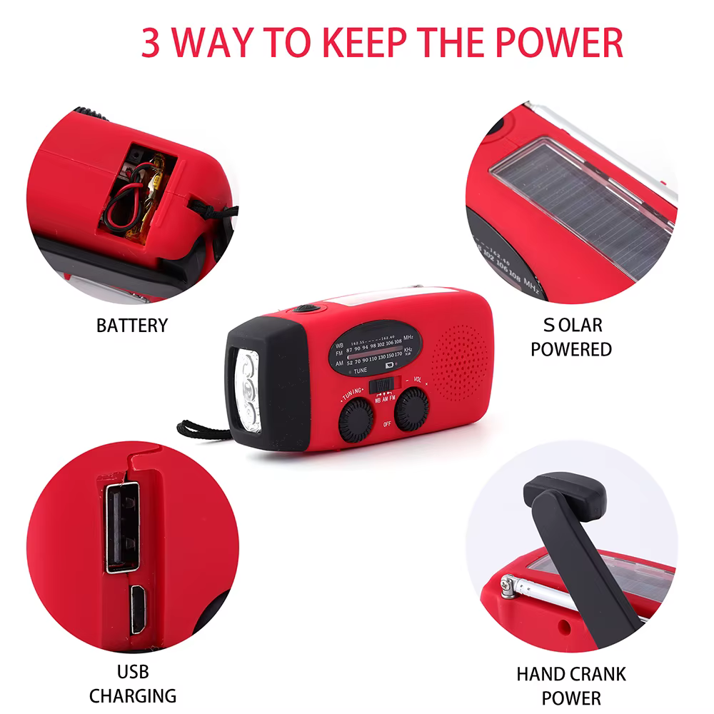 Radio de secours 2000 mAh avec lumières LED