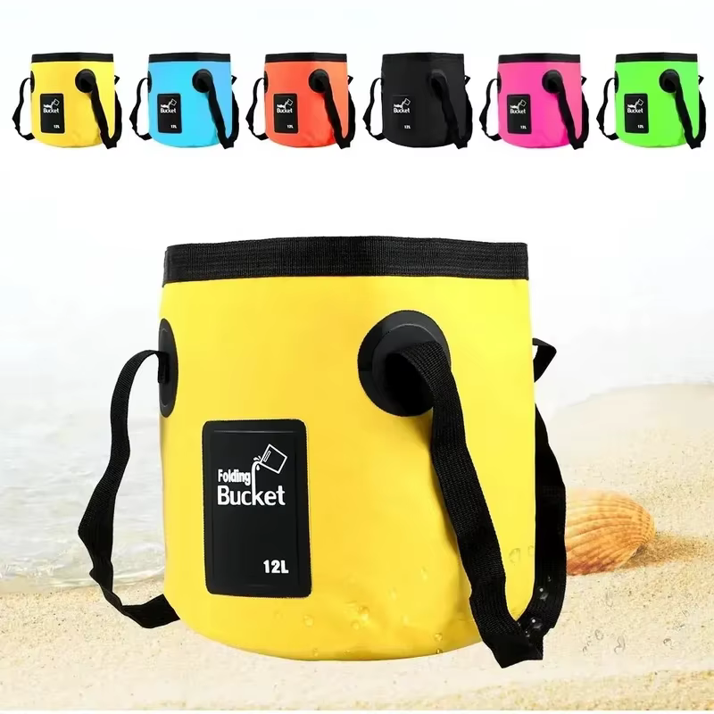 Seau d'eau pliable portable multifonctionnel pour le camping en plein air, sac de lavage, seau de lavage de voiture, évier pliable