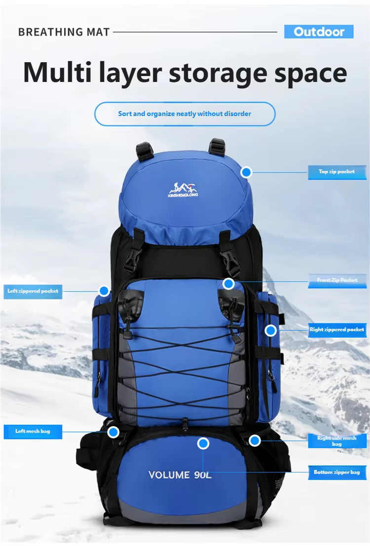 Sac à dos de randonnée imperméable Molle 90L pour l'extérieur