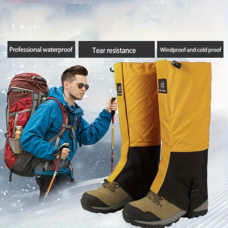 Une paire de protège-jambes imperméables très durables pour bottes de neige, parfaits pour la randonnée, le ski et les sports nautiques