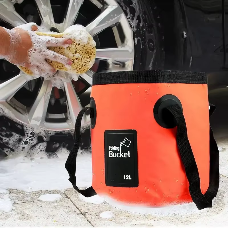 Seau d'eau pliable portable multifonctionnel pour le camping en plein air, sac de lavage, seau de lavage de voiture, évier pliable