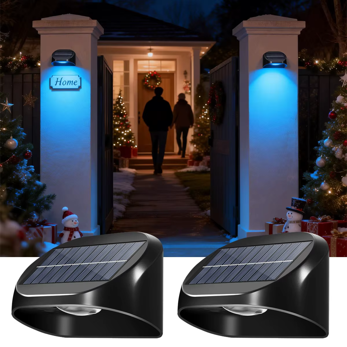 Lampe murale solaire, lumière de jardin, décoration de numéro de maison solaire, lumière IP65 étanche, marche/arrêt automatique, modes RVB pour clôture, cour, marche, extérieur