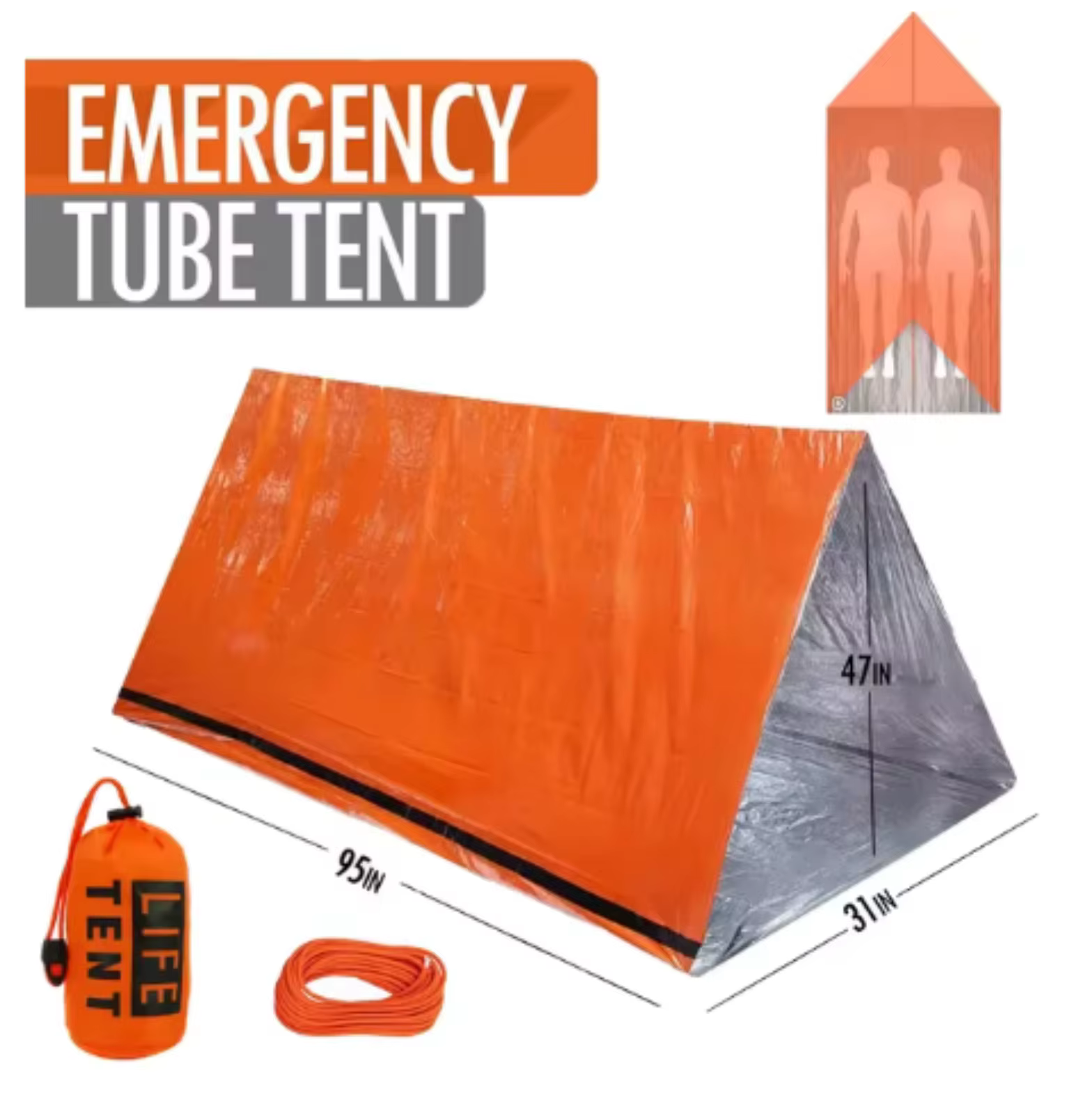 Tente d'urgence imperméable pour 2 personnes