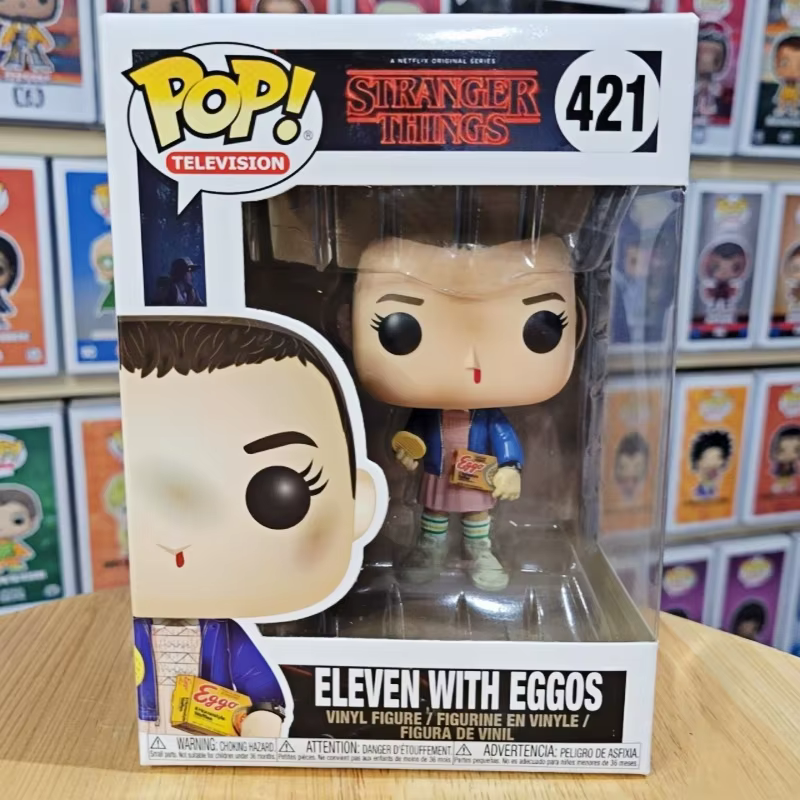 Funko Pop! original Television Eleven avec Eggos # Figurine en vinyle Stranger Things 421, modèle de collection, décoration de bureau, cadeau pour les fans
