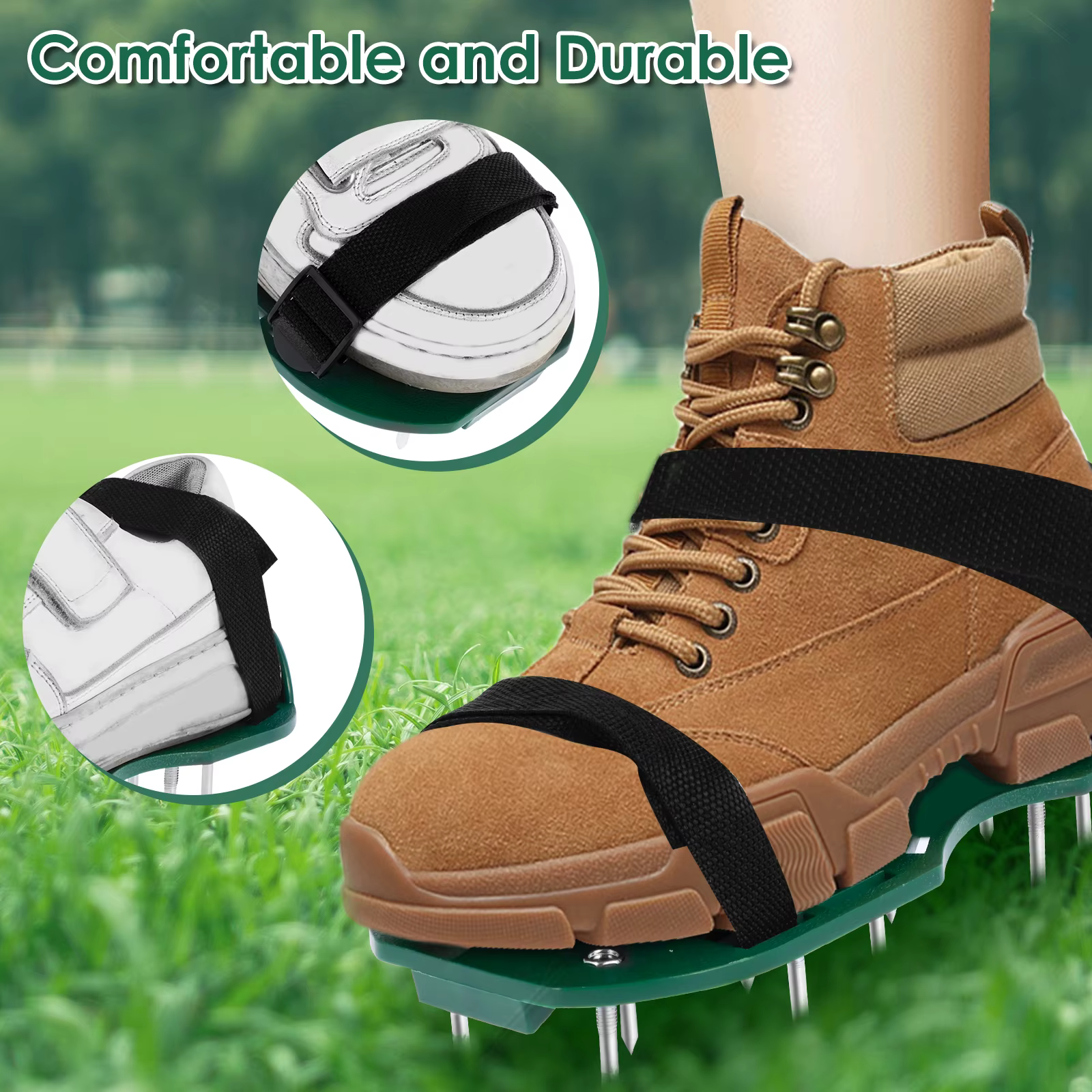 Chaussures d'aérateur de pelouse aérateur de pelouse manuel avec pointe sandales d'aération à pointes réglables sandales d'aérateur de pelouse en plastique réutilisables pelouse