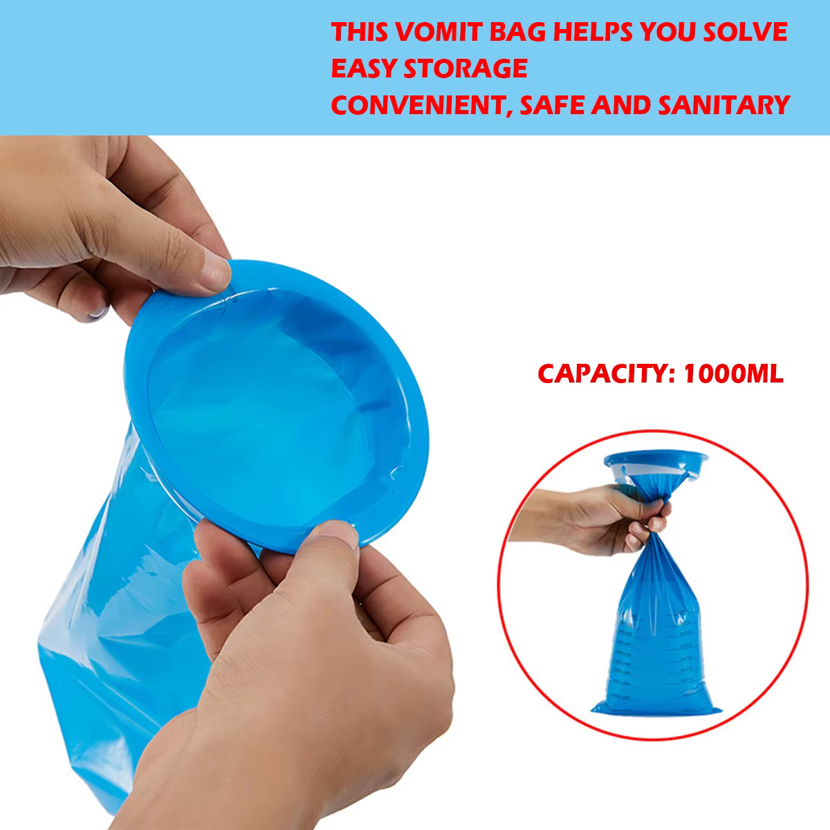 10/50 pièces sacs malades 1000ml sacs émesse voiture maladie sac Portable Vomit sacs voyage nausea sacs avec Snap Barf sacs pour enfants voiture