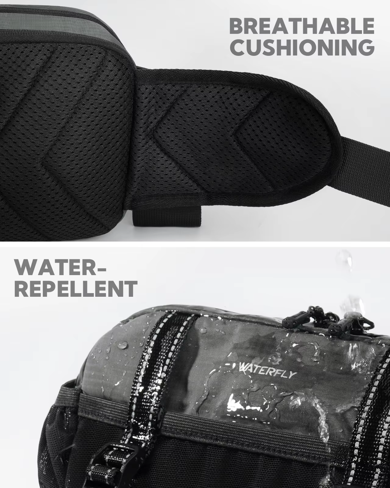 WATERFLY Sac banane de randonnée 3L – Sac de taille avec 2 porte-bouteilles et 9 poches