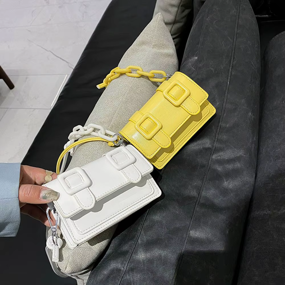Mini petits sacs messager pour femmes fille chaîne sac à main en cuir PU sac à main dames fille sacs à bandoulière concepteur 2024 été jaune