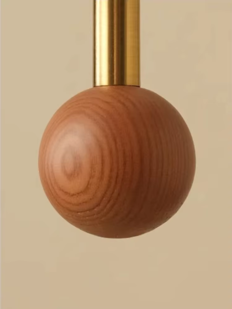Lampe LED suspendue en tissu Vintage, boule de bois, luminaire suspendu rétro, Style japonais, salon, salle à manger, appartement, chambre à coucher