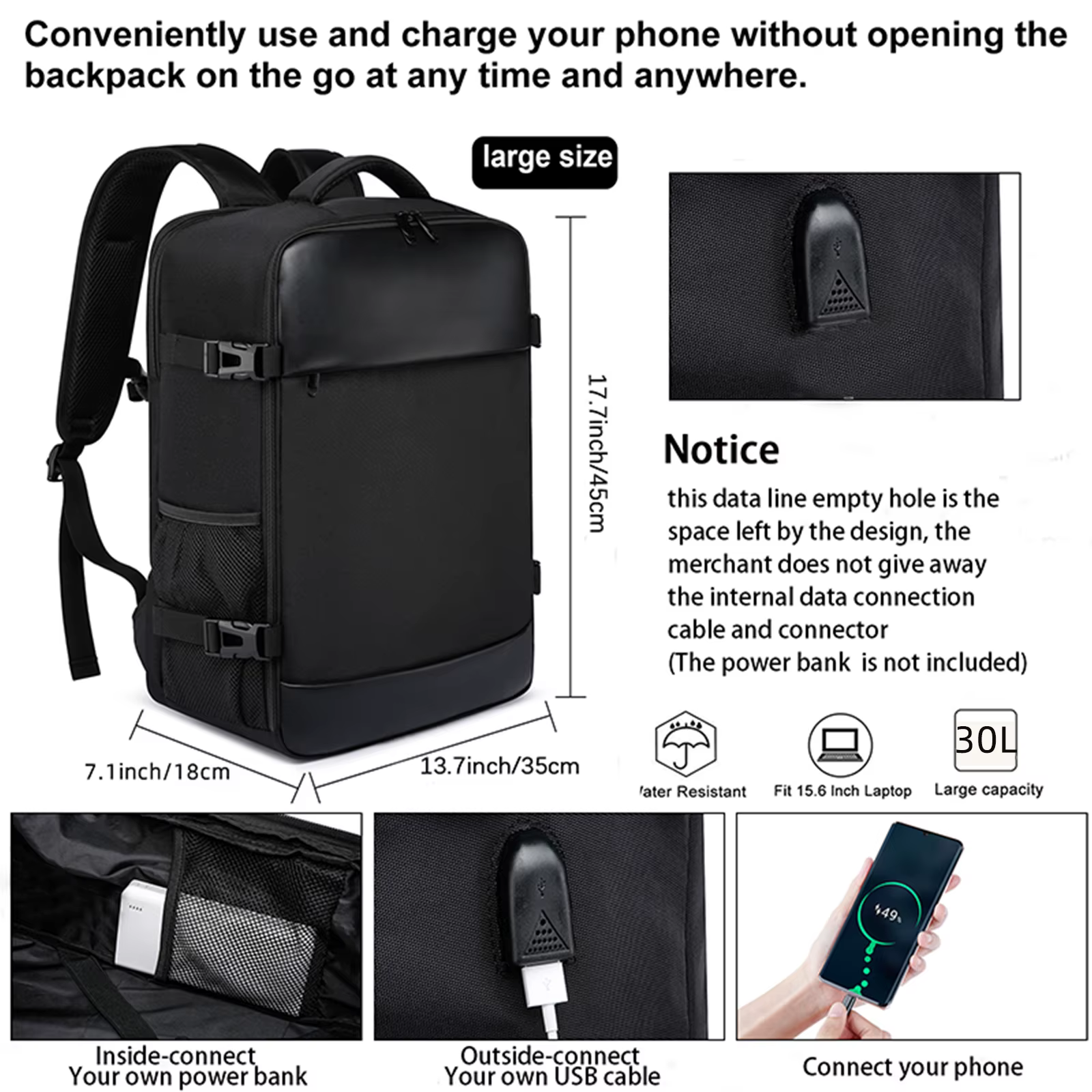 Ryanair 40x20x25 et easyjet 45x36x20 sac de cabine sac à dos de voyage unisexe sac à dos pour ordinateur portable sac à
