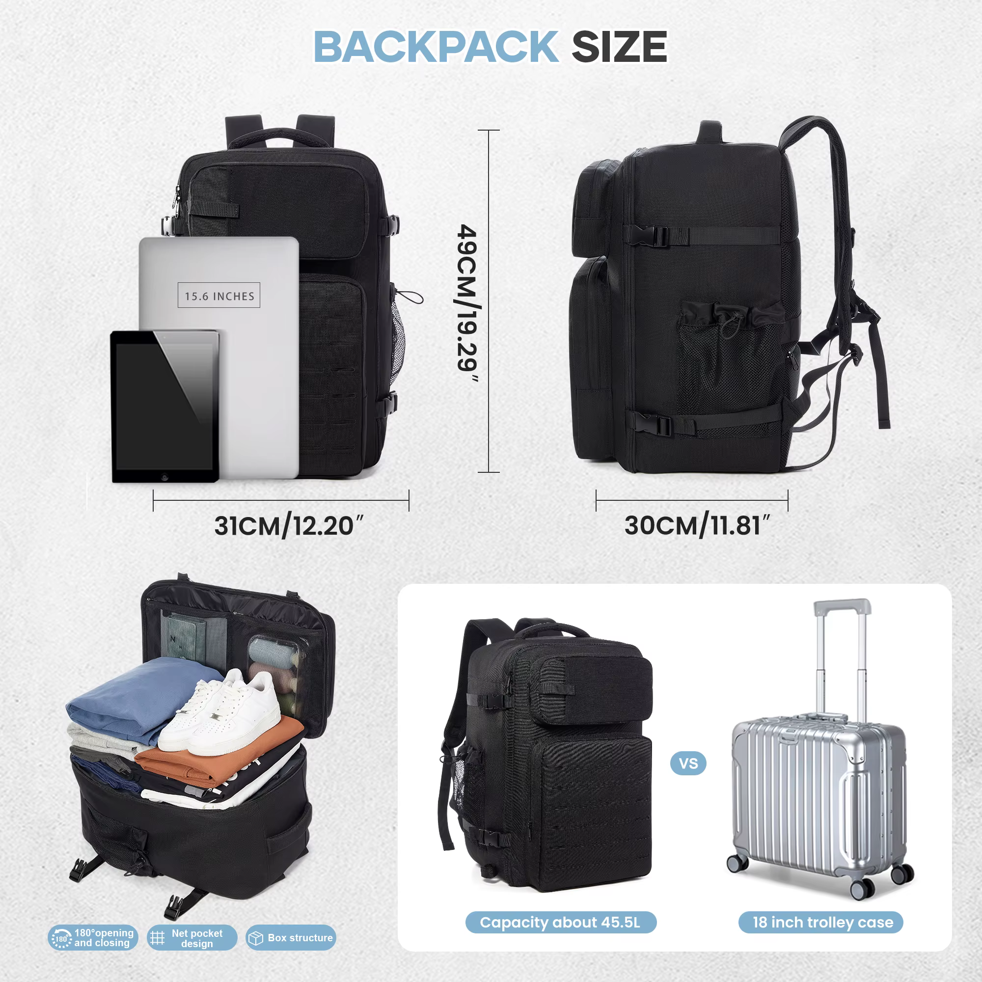 Sac à dos de randonnée à compression sous vide pour homme