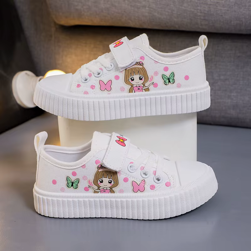Chaussures en Toile pour Enfant de 3 à 15 Ans, Baskets Blanches et Noires, Souples et Décontractées, pour Garçon et Fille, Quatre Saisons