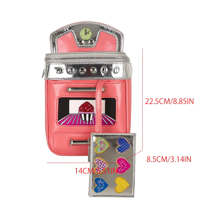 Sac de téléphone rose avec chaîne fine, sac à bandoulière Design, couleurs contrastées, sac en forme de boîte avec pendentif, sac carré à fermeture éclair