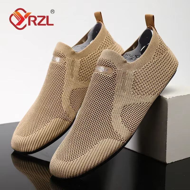 YRZL-Mocassins en Maille pour Homme, Chaussures de Marche Plates, Respirantes, Antidérapantes, Décontractées, d'Été, de Haute Qualité