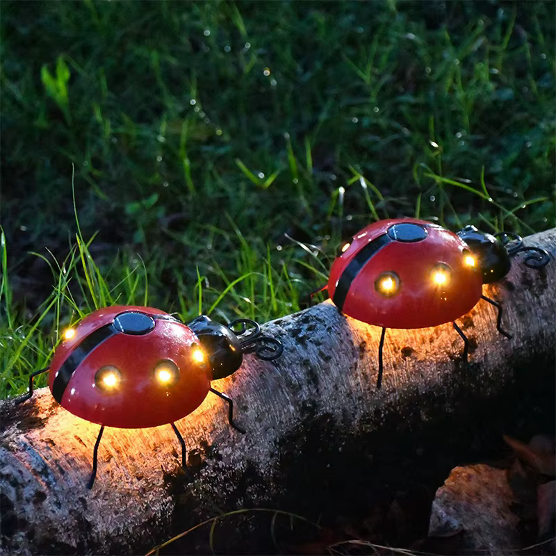 Lampe solaire coccinelle extérieure étanche jardin Statue tenture murale LED lumière à énergie