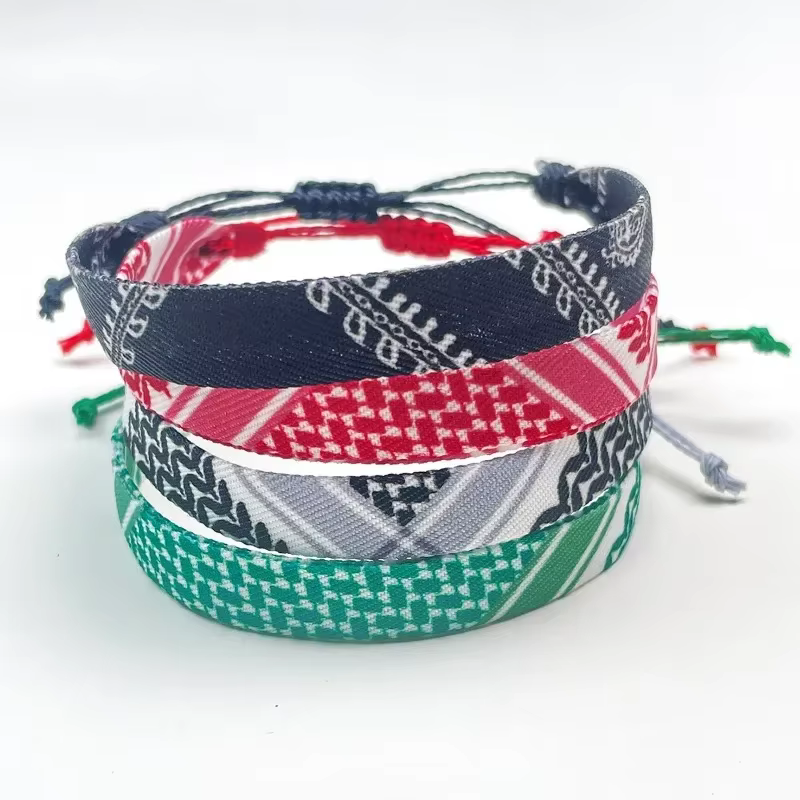 Bracelet géométrique à pois de Gaza pour hommes et femmes, tissage multicolore à la main, sensation de style arabe, accessoires de bijoux