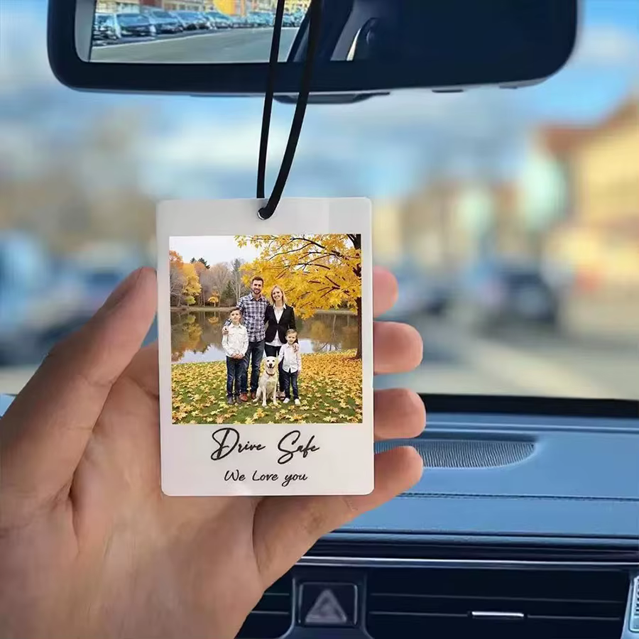 Pendentifs de voiture personnalisés en acrylique, accessoires photo à impression simple ou double face, cadeaux personnalisés pour amis