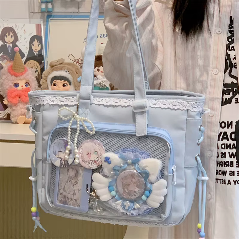 Nouveau sac bandoulière Ulzzang Ita Bag pour femme, style uniforme JK et preppy, avec badges DIY, pour exposition de bandes dessinées