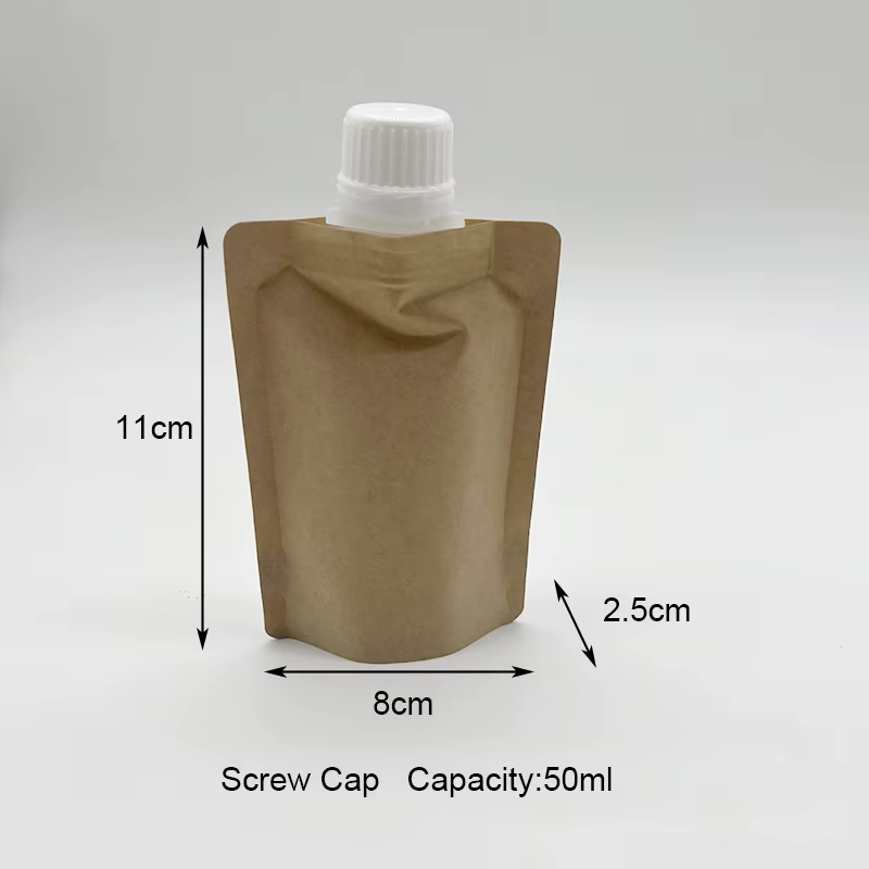 Pochette à bec en papier Kraft 50ml 100ml, 50 pièces, pour boissons liquides, sac d'emballage jetable, Sachet d'échantillon de maquillage cosmétique