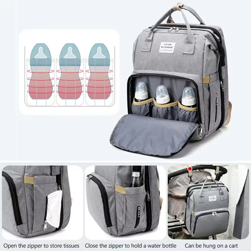 1PC nouveau sac de maman pour utilisation en extérieur lit pliant portable pour dormir mère et bébé sac à dos, sac à dos de grande capacité, sac de maman