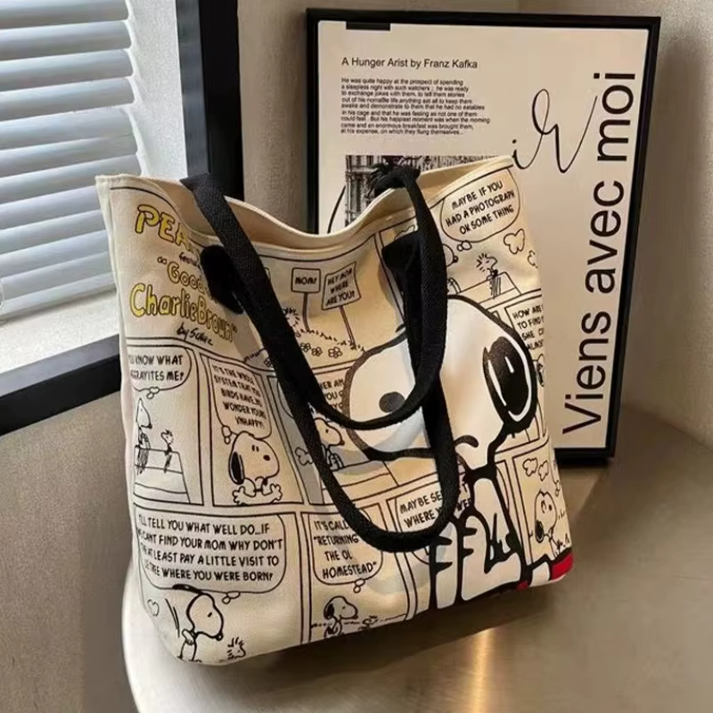 Nouveau sac à main en toile Kawaii Snoopy, sac à bandoulière pour filles tendance, sac à main en nylon simple de grande capacité