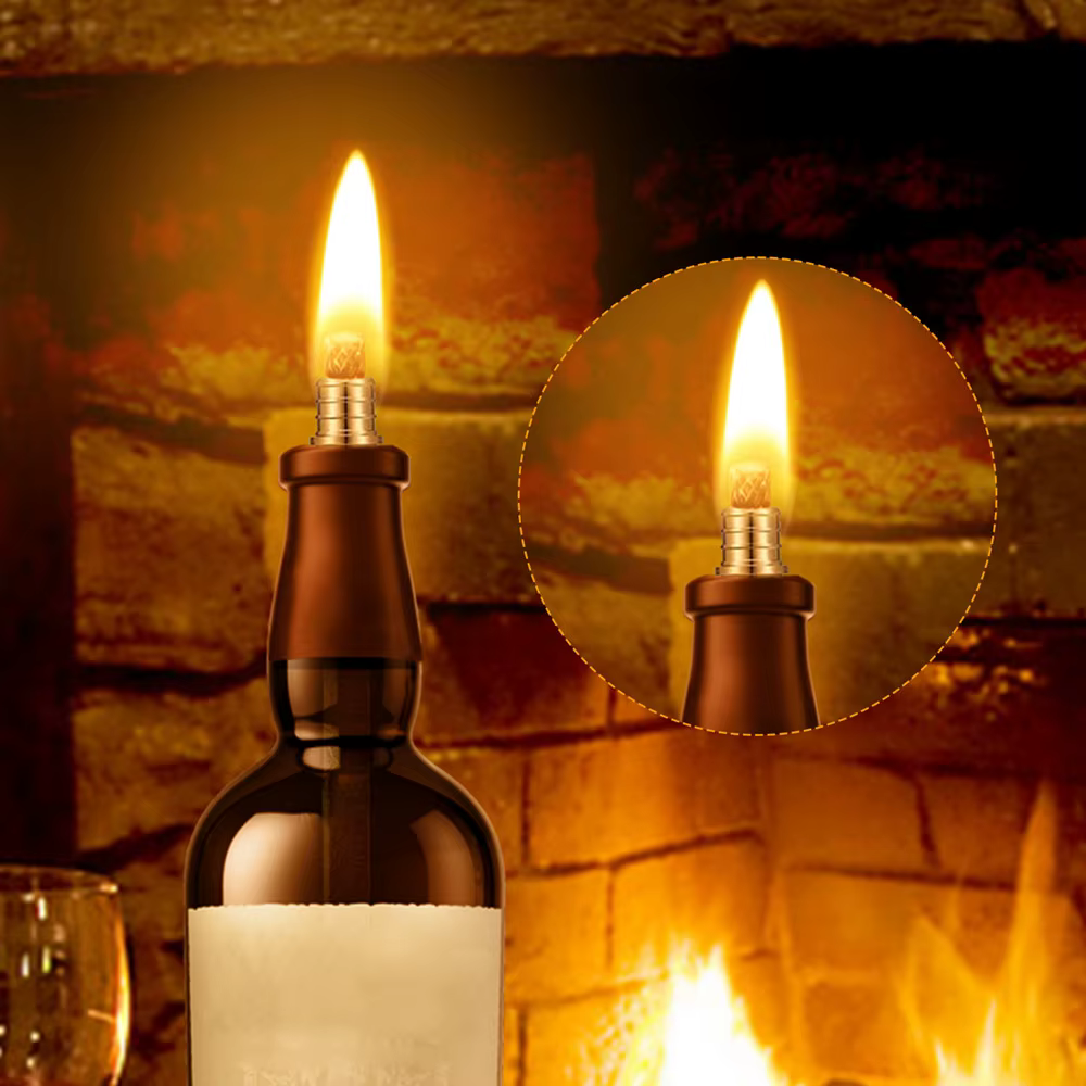 Le kit de torche pour bouteille de vin comprend 6 supports de mèches en laiton avec joints et 6