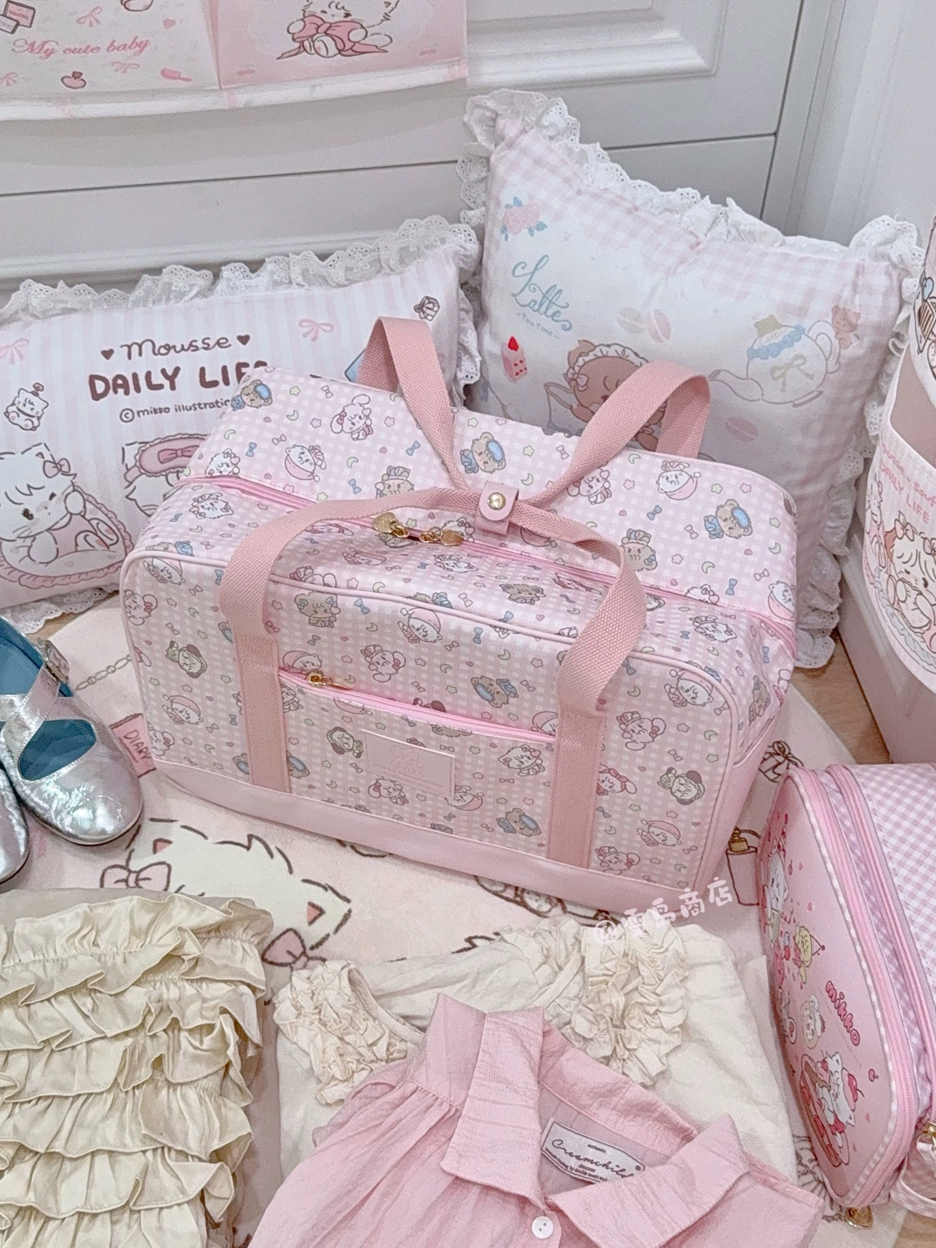 Nouveau Kawaii Mikko sac à main grande capacité sac de voyage sac de rangement Anime Mikko impression bagages tri sacs sacs d'embarquement pour les filles