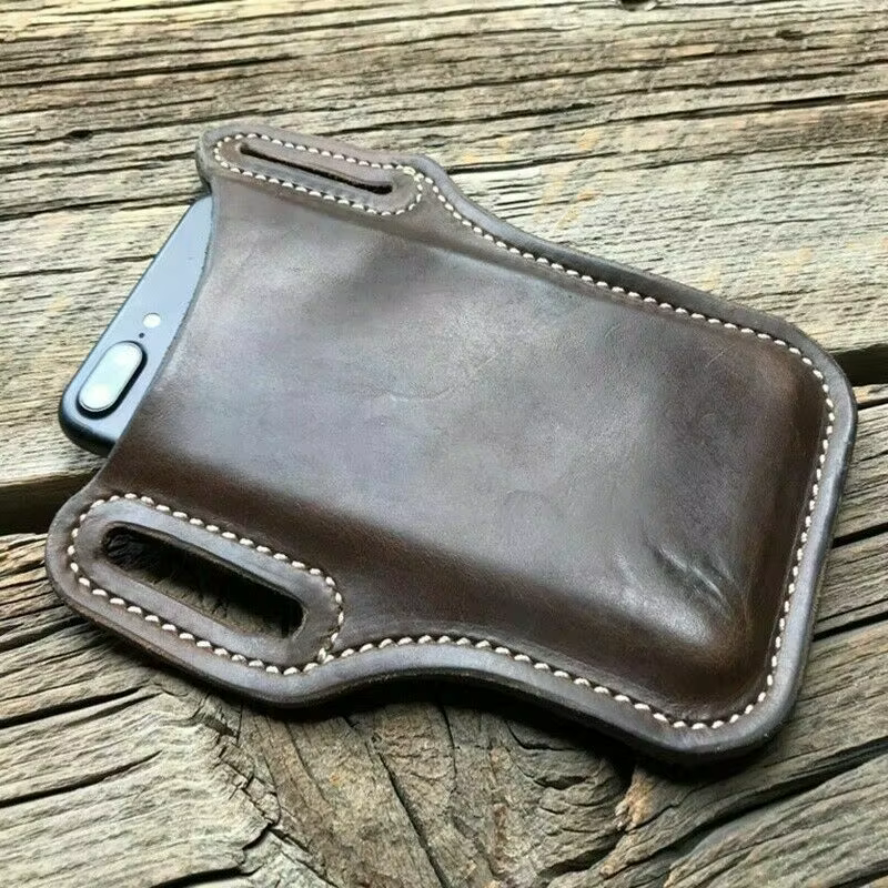 Étui de ceinture en cuir pour téléphone portable pour hommes, pochette multifonctionnelle pour ceinture, sac de téléphone portable pour la course à pied, les voyages, le camping et les activités de pl