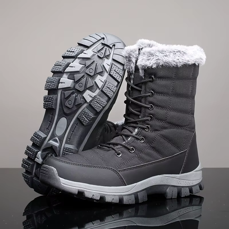 Bottes de neige d'hiver pour hommes, bottes de randonnée d'extérieur antidérapantes en peluche chaude, bottes mi-longues pour femmes, chaussures de sport pour couple, taille 36-48