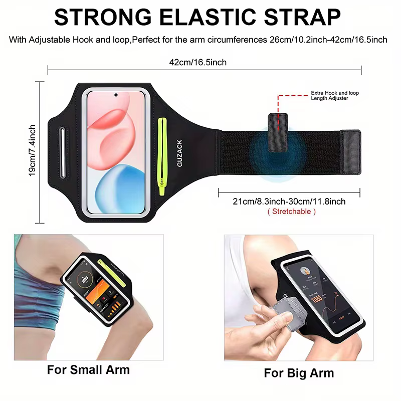 GUZACK 7.0 grands sacs de course antichute hommes femmes Sports de plein air Fitness écran tactile brassard pochette bracelet pour iPhone Samsung