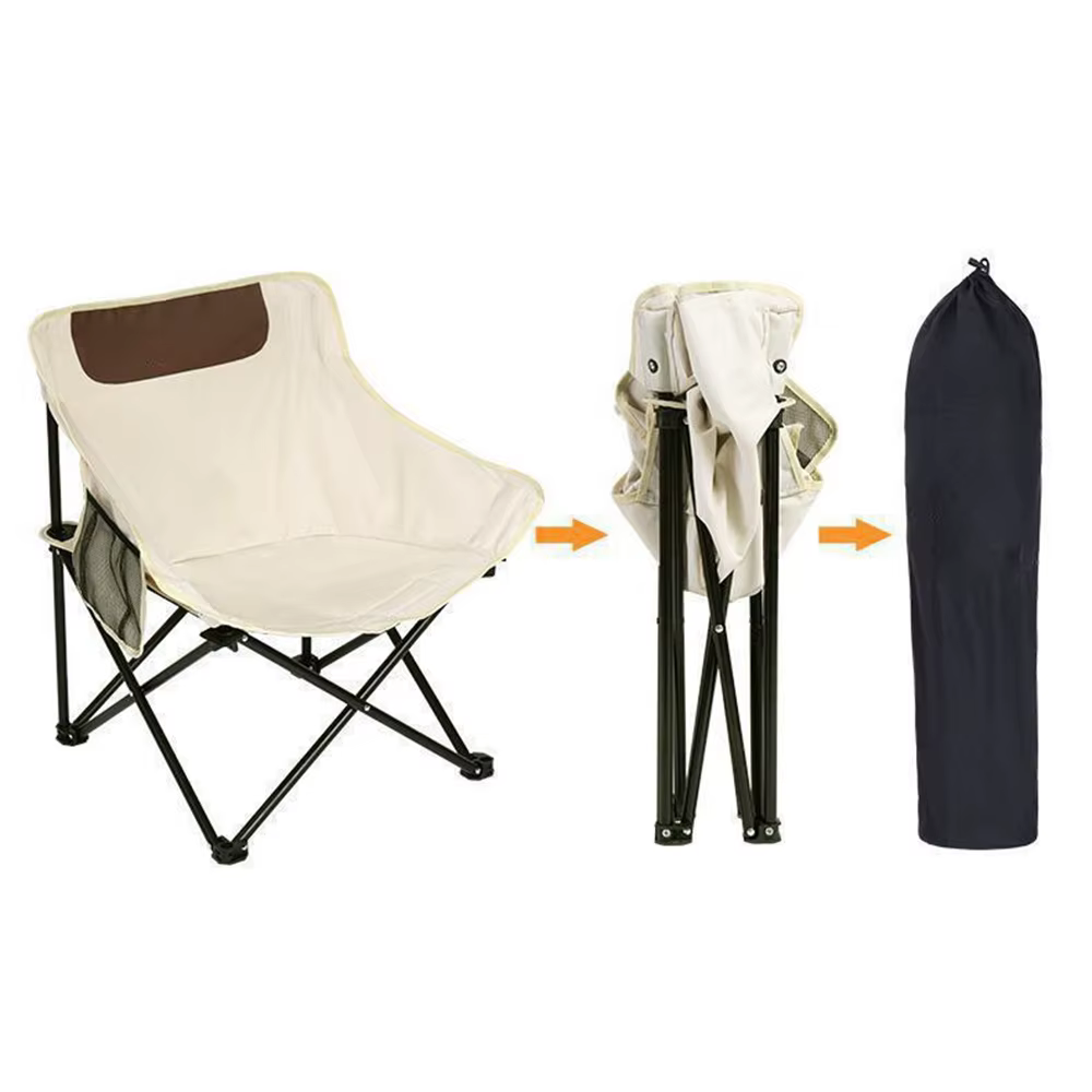 Chaise de camping portable pour adultes avec poche latérale et sac de rangement, adaptée pour l'extérieur, la plage, le pique-nique, la pêche, la randonnée