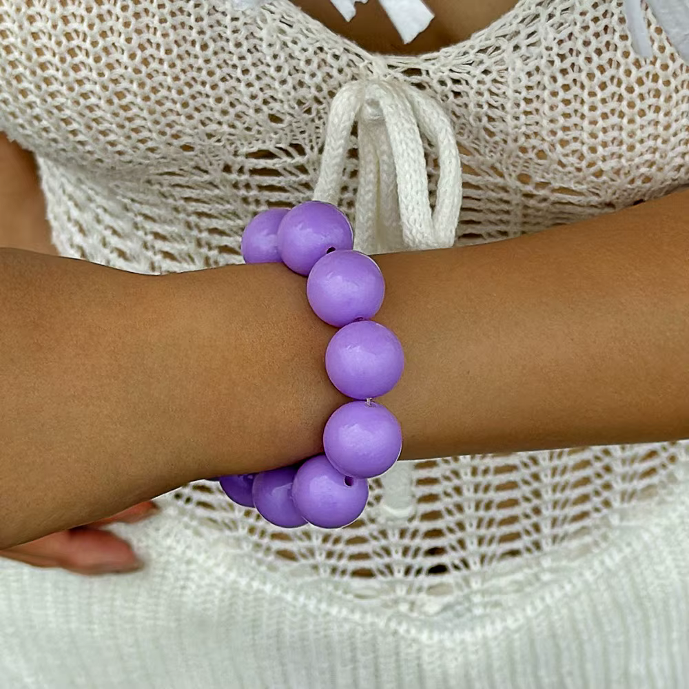 Bracelet bohème ethnique coloré en acrylique pour femmes, grandes perles, personnalité exagérée, bijoux de plage d'été, accessoires cadeaux