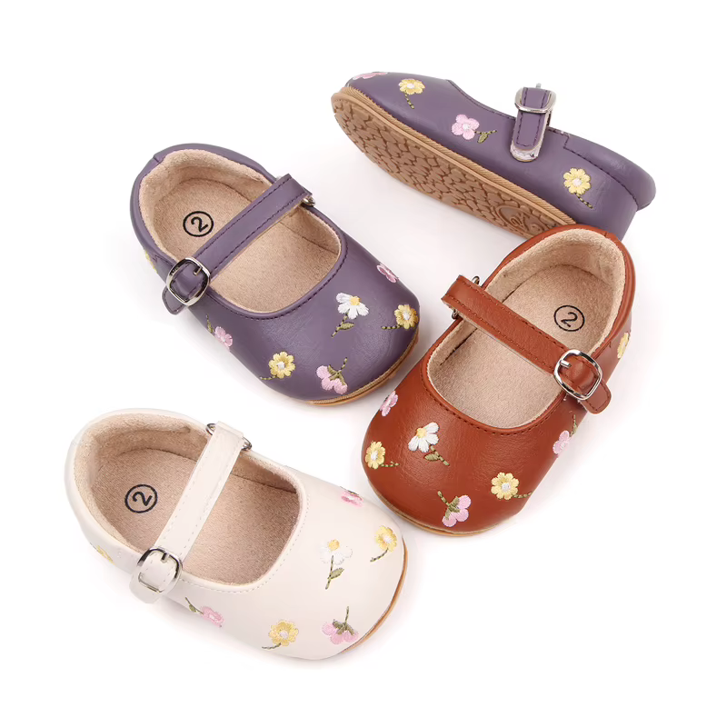 Mocassins mignons en cuir PU avec nœud papillon pour bébé fille