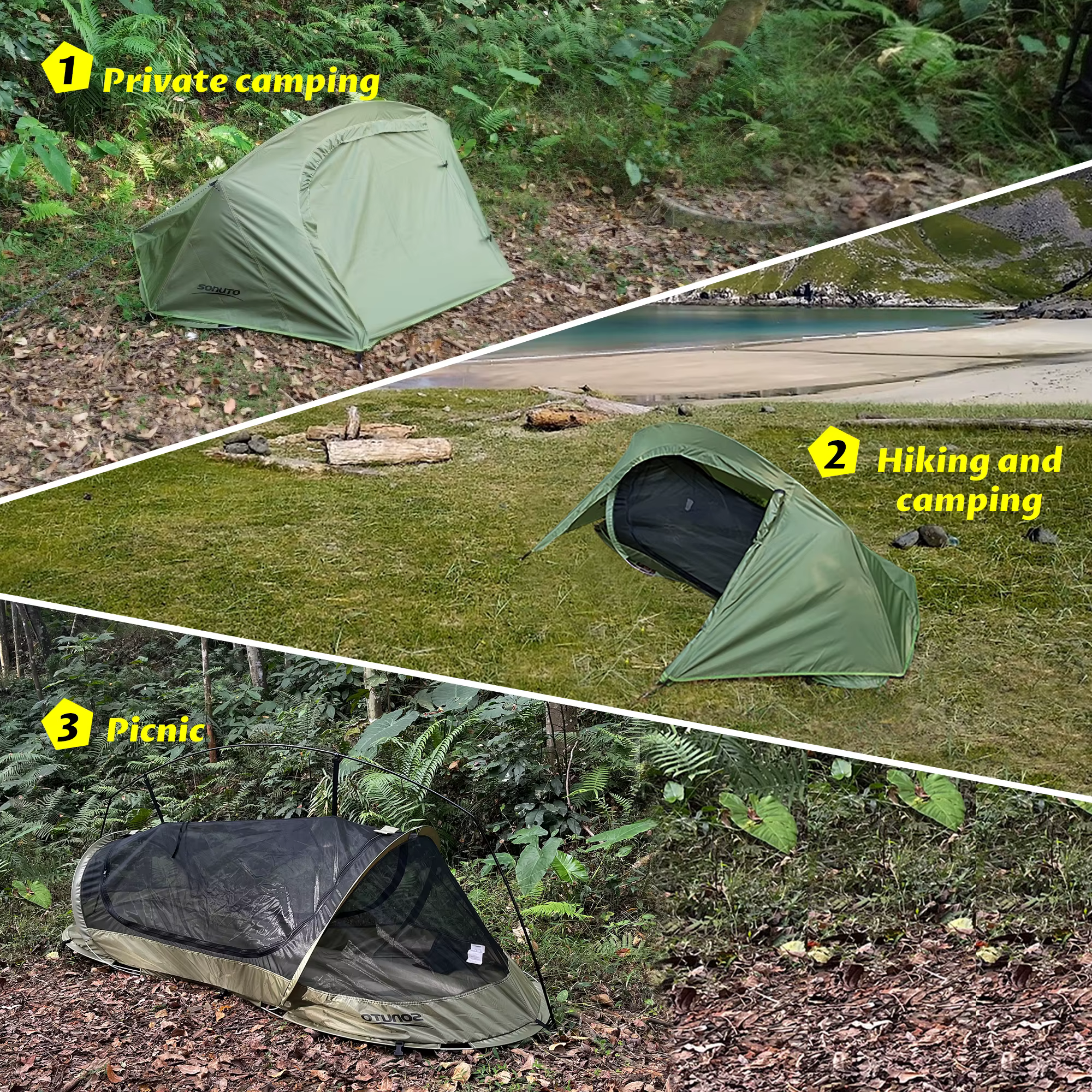 MacAAOutdoor-Tente Légère Anti-Moustiques, Lit de Marche, Tente Unique, DulShelter, Moustiquaire, Imperméable, Terrain, 1.89kg