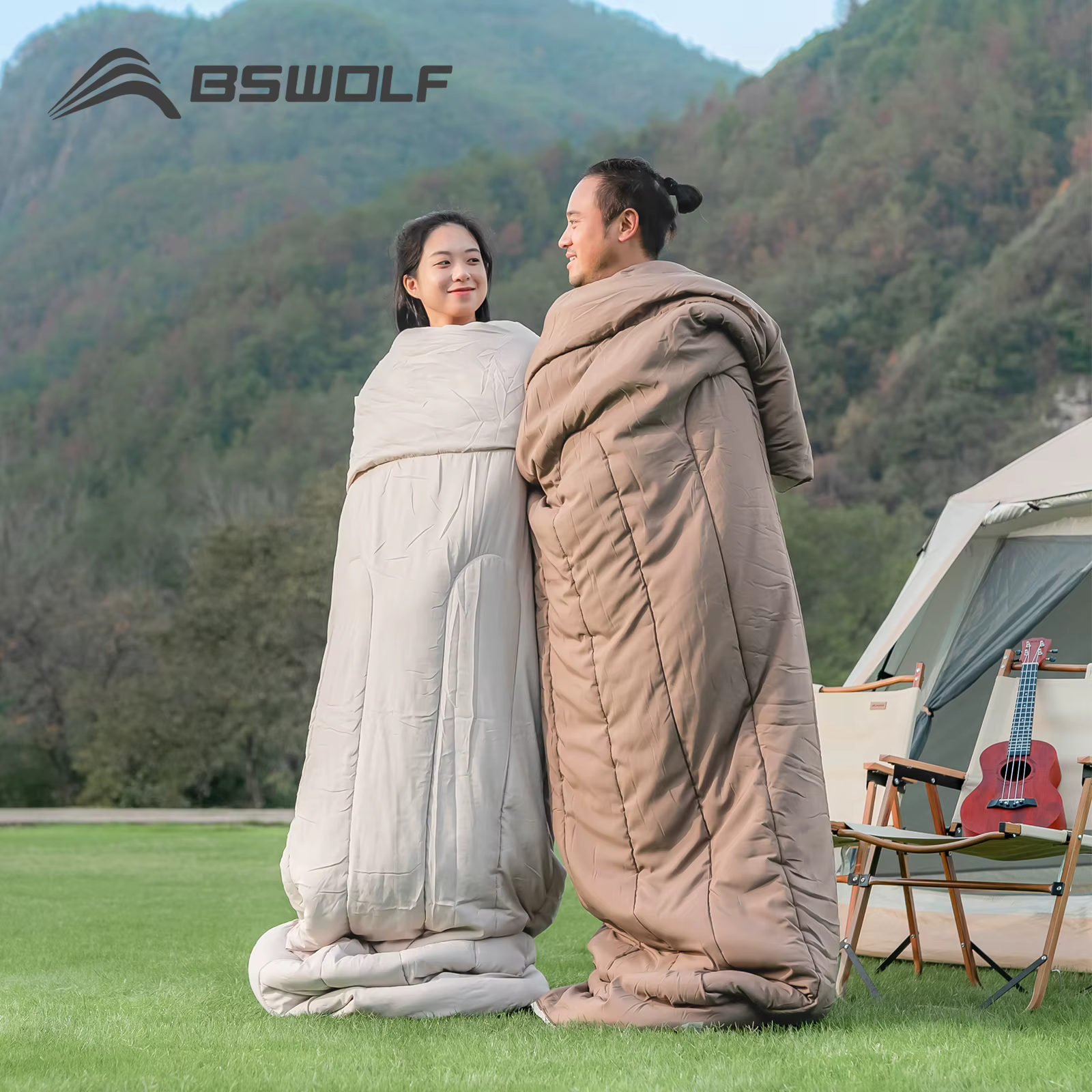 BSWolf Sac de couchage de camping pour 2 personnes Sac