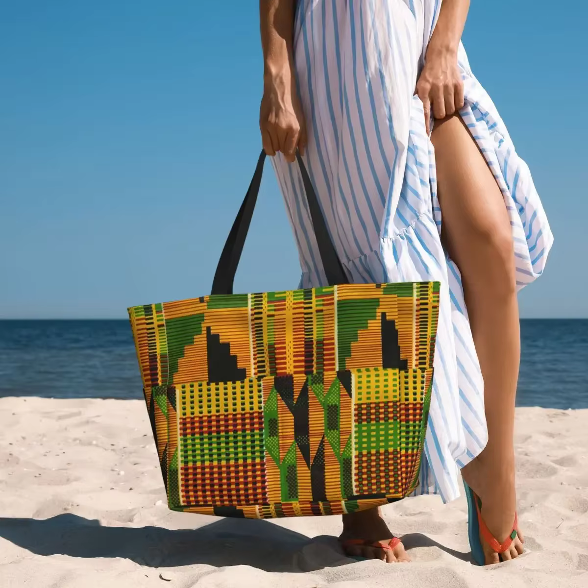 Sac fourre-tout personnalisé en tissu Kente africain pour femmes, grande capacité, sacs de voyage traditionnels ethniques africains Ankara plage salle de sport