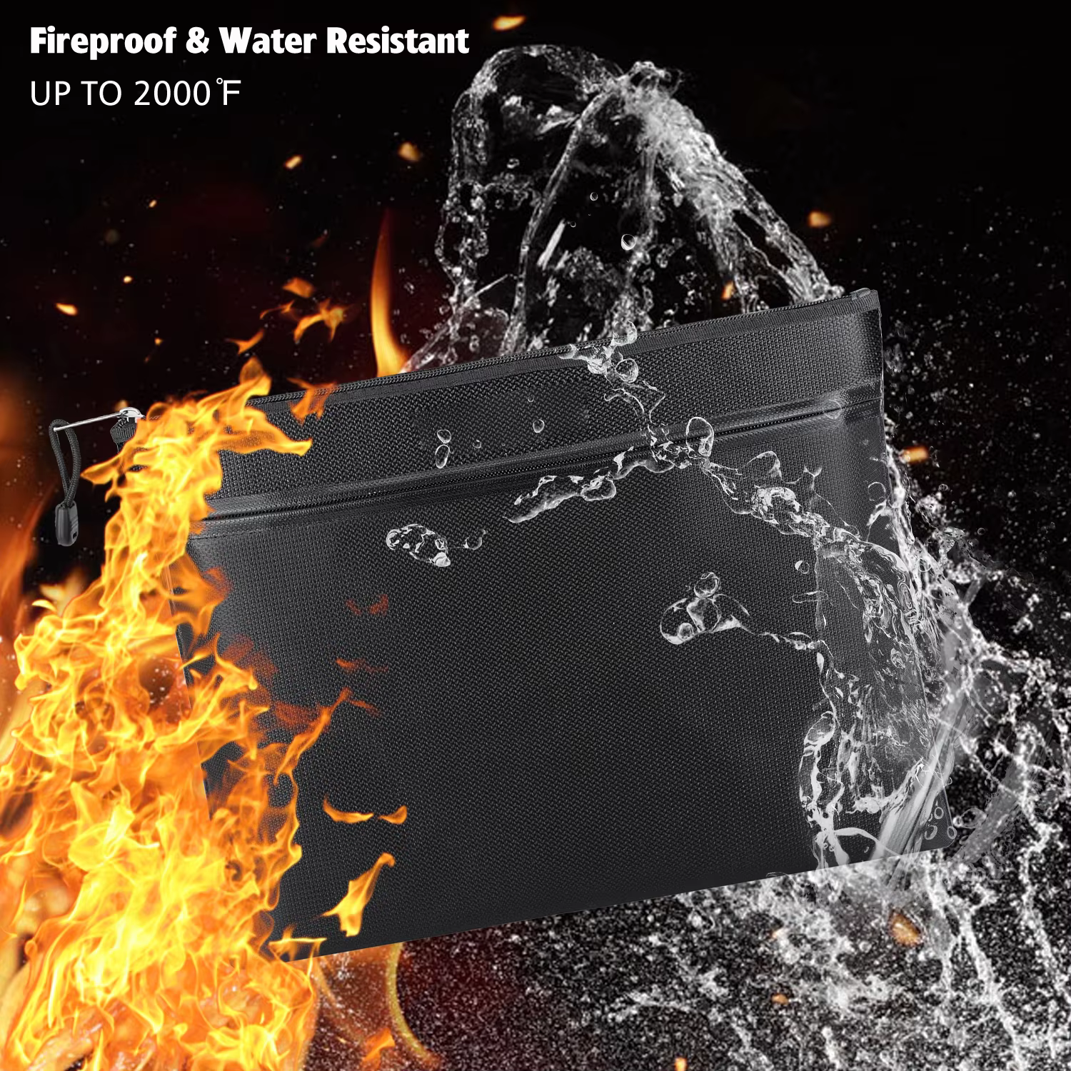 Sac de rangement double compartiment ignifuge et étanche avec fermeture éclair, sac de rangement multifonctionnel pour organiser les dossiers, sac ignifuge