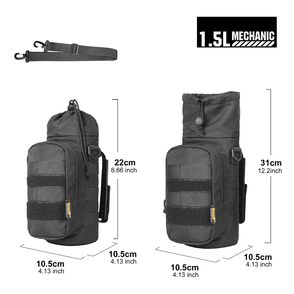 Rhinowalk – porte-bouteille de moto, sac de bouilloire isolé pour moteur, porte-gobelet d'eau à dégagement rapide avec système MOLLE sur le sac de moto