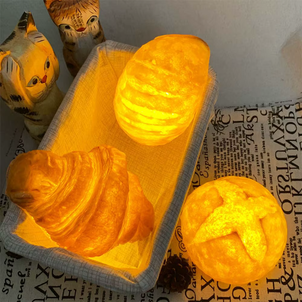 Lampe LED artificielle en forme de Croissant de pain, luminaire décoratif d'intérieur, idéal comme cadeau