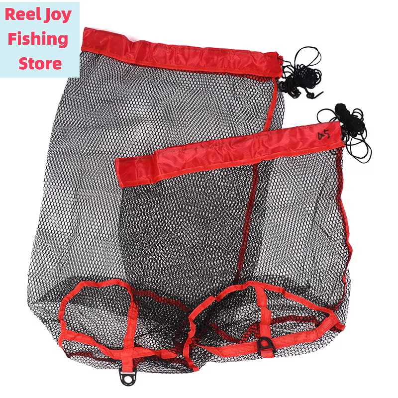 Sac de pêche pliable et portable avec cordon de serrage pour la capture et la collecte des poissons, en maille à petites mailles épaissie, équipement de pêche.