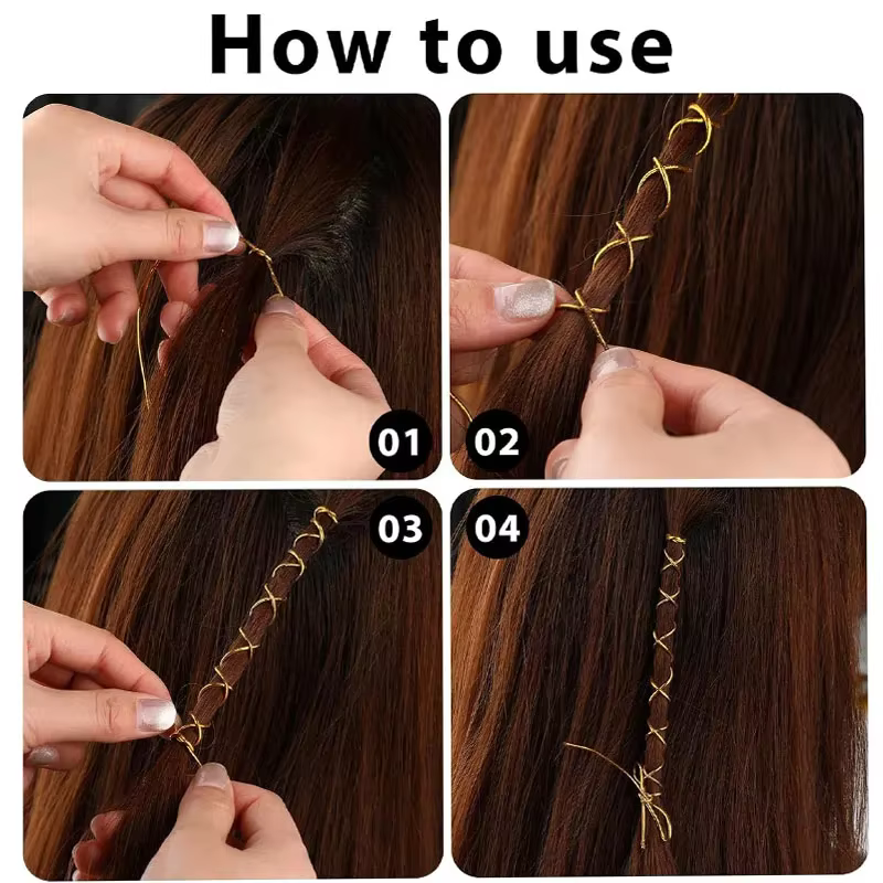 Dreadlock tresses cheveux accessoires or tressage cheveux déco style miroitant extensible africain tresse tressé cordon élastique