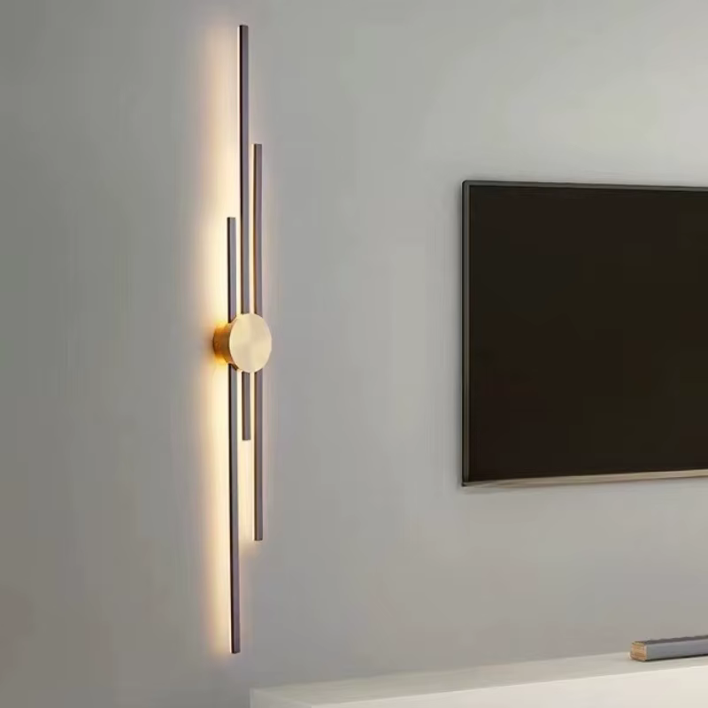 Applique murale longue moderne de luxe minimaliste noir et or lumières créatives chambre lampe de chevet allée TV fond décoration maison