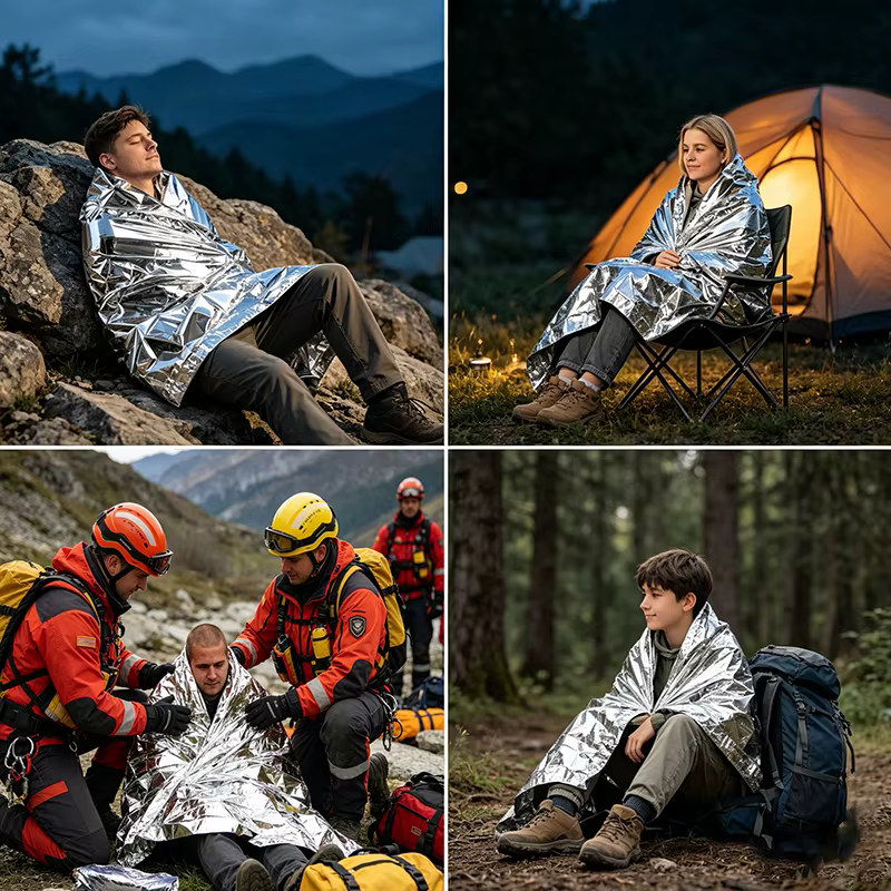 Couverture de survie thermique d'urgence coupe-vent et imperméable en feuille d'aluminium